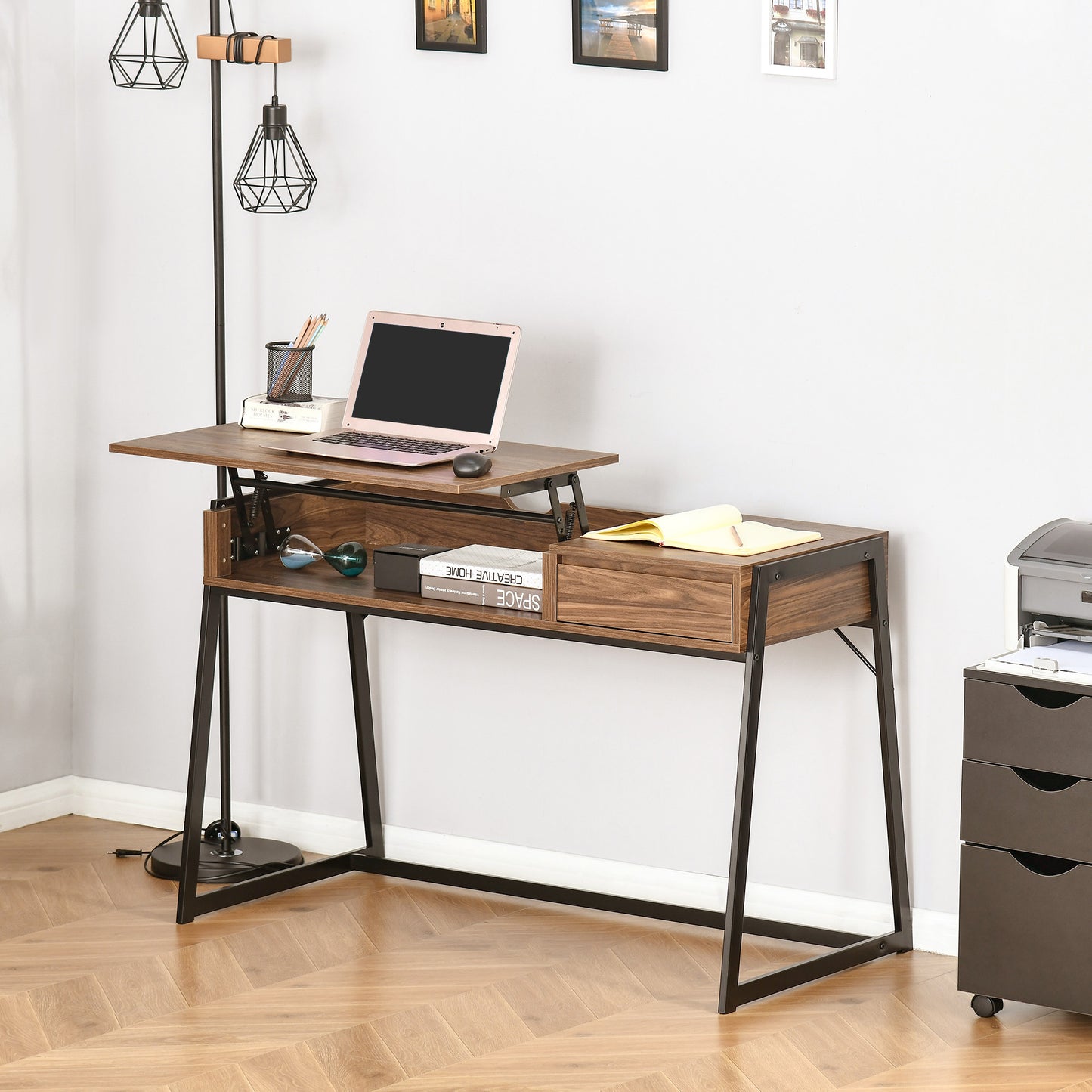HOMCOM Compact Computer Desk Workstation for Modern Office Study Writing with Drawer Storing Box, Home Furniture, Natural | Aosom Canada