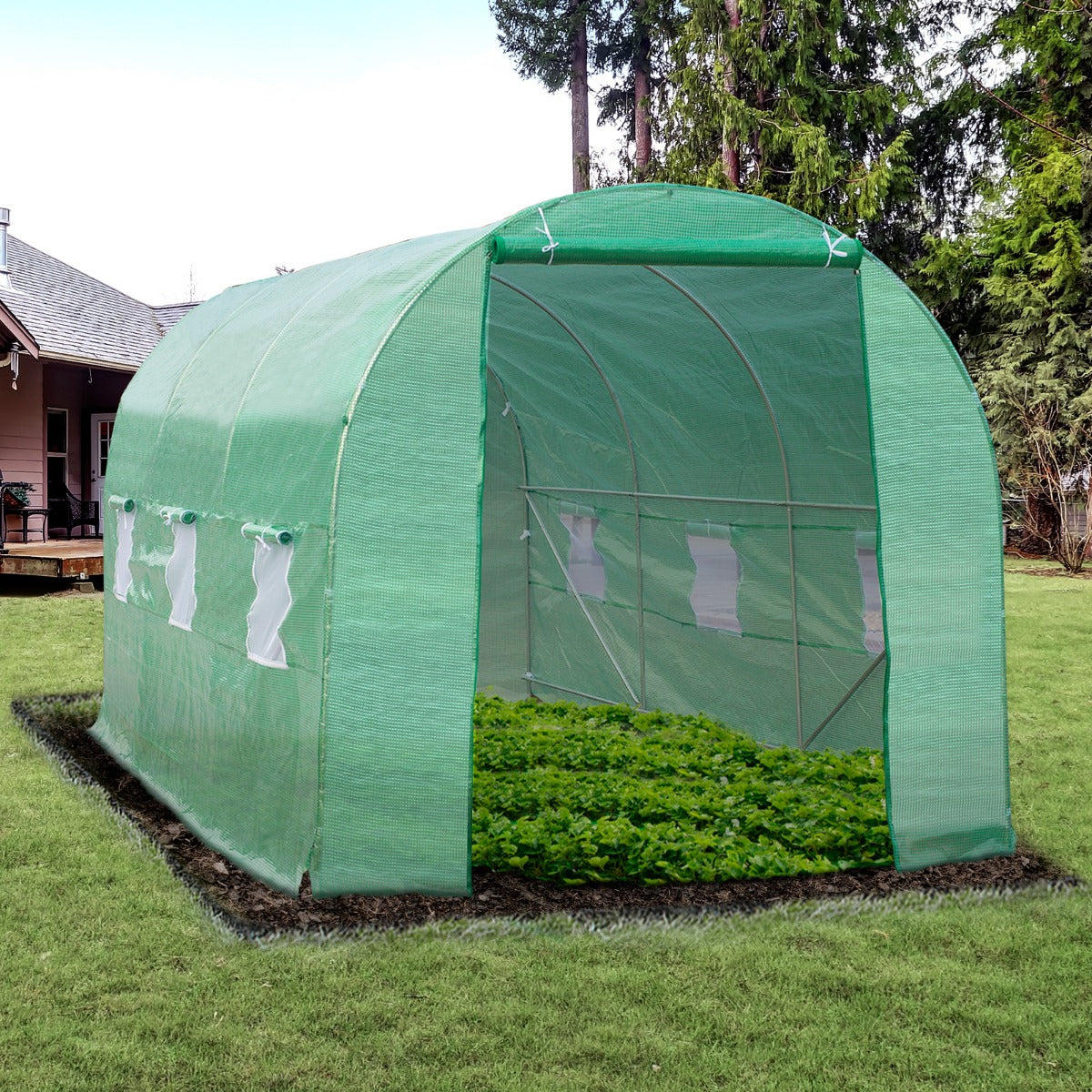 Outsunny 15' x6.7' x 6.7' Walk-in Dome Greenhouse Garden Steel Frame | Aosom Canada