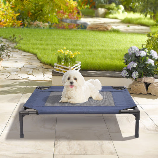 PawHut D1-0237 Elevated Pet Bed Dog Cat Cot Cozy Beds Camping Comfortable Blue and Black | Aosom Canada