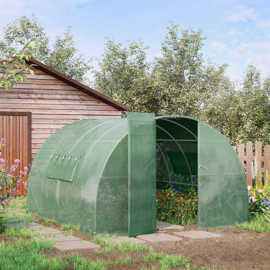 Outsunny 13 x 10 x 6.6ft Outdoor Walk-in Tunnel Greenhouse Portable Plant Gardening Warm House with PE Cover Green | Aosom Canada