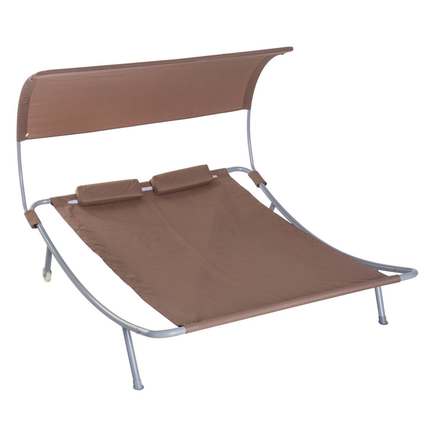 Outsunny Double Sun Lounger Hammock 2 Pillow w/ Canopy | Aosom Canada