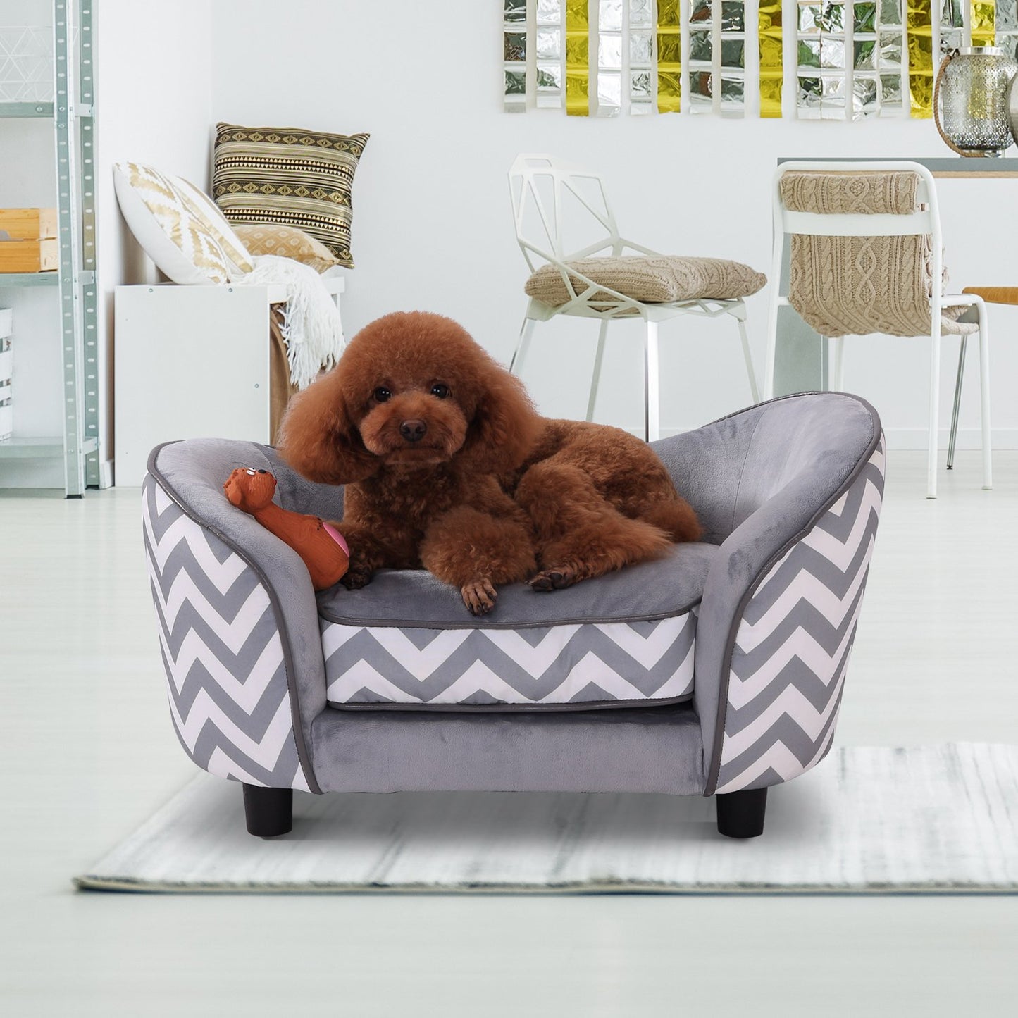 PawHut Pet Soft Warm Sofa Elevated Dog Puppy Sleeping Bed Bed Raised Lounge Couch Bolster Sides Portable Pet Furniture Grey | Aosom Canada