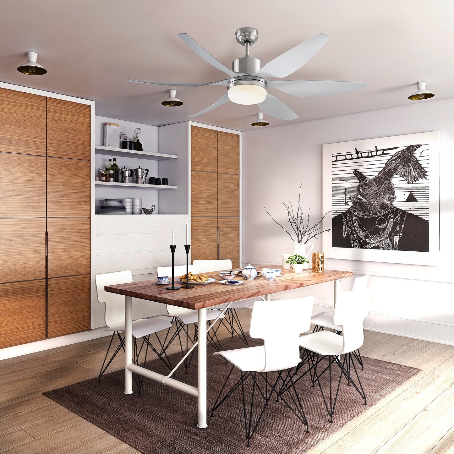HOMCOM Reversible Ceiling Fan with Light, 3 Blades Indoor Modern Mount LED Lighting Fan with Remote Controller, Silver | Aosom Canada