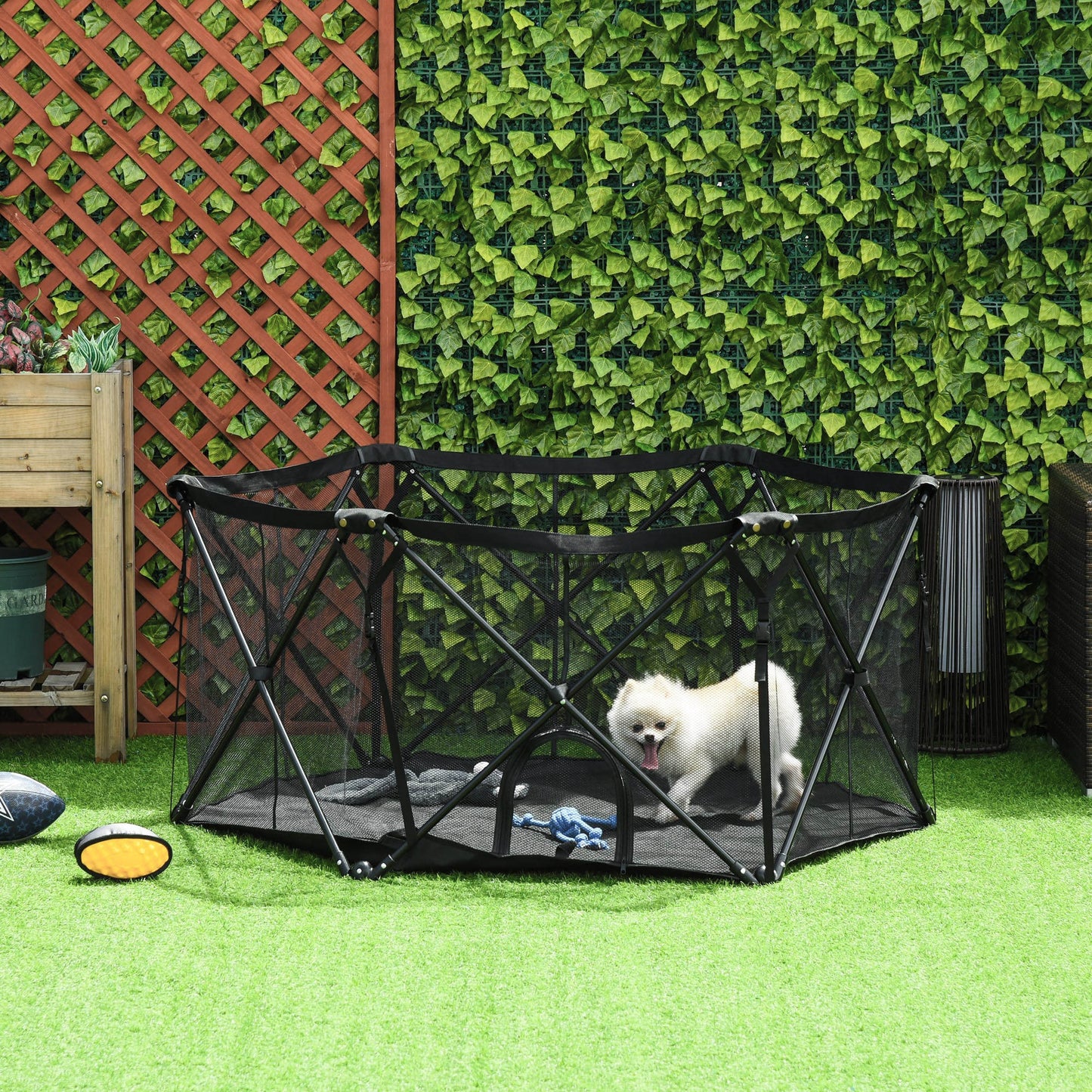 PawHut Folding Portable Pet Playpen Soft Dog Cat Puppy Exercise Kennel Pen Crate with Carrying Bag Indoor Outdoor Black | Aosom Canada