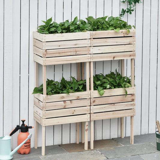 Outsunny 4PCS Wooden Planter Raised Garden Beds Kits Elevated Garden Beds for Flowers Vegetables, Outdoor Indoor Planting Box Container | Aosom Canada