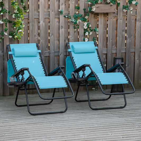 Outsunny 2 piece Zero Gravity Chair Adjustable Patio Lounge Chair Reclining Seat W/ Cup Holder & Canopy Shade | Aosom Canada