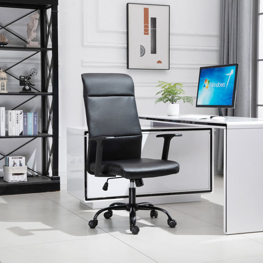 Vinsetto High-Back Office Chair Faux Leather Computer Home Desk Rocking with Wheels  Black | Aosom Canada