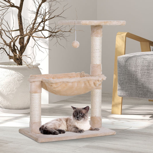 PawHut 27.5"" H Cat Tree Condo Furniture Hammock Bed with Natural Sisal Scratching Post Teasing Toy | Aosom Canada