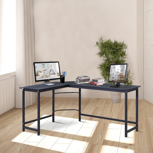 Corner Desk Office Furniture Black 66.25"L x 47.25"W x 29.5"H E1 Grade particle board Metal Vinsetto | Aosom Canada