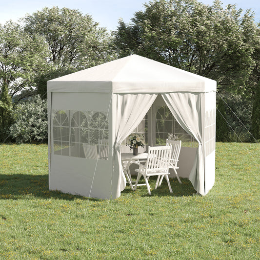 Outsunny 13ft Gazebo Canopy Party Tent with 6 Removable Side Walls for Outdoor Event with Windows and Doors, White | Aosom Canada