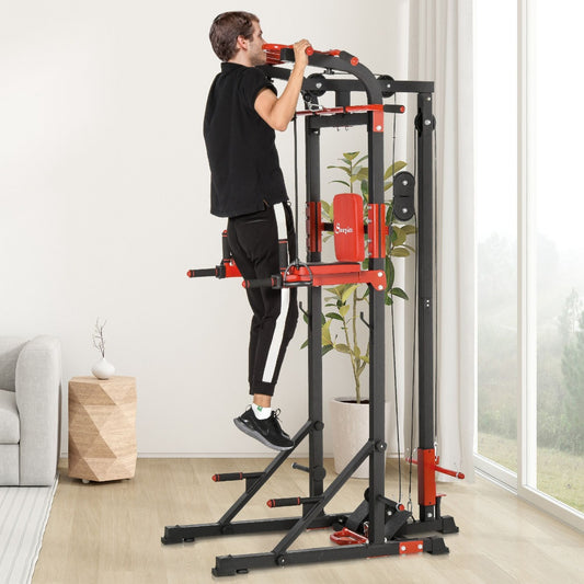 Soozier Pull Up Bar Station Power Tower for Home Gym Traning Workout Equipment Arms Legs Waist Buttocks Abdomen Exercise | Aosom Canada
