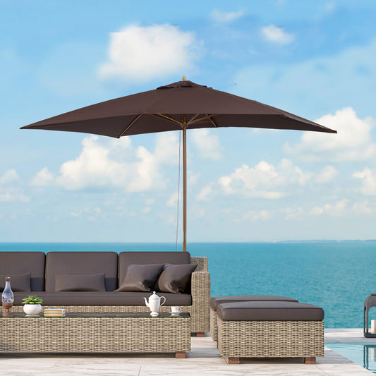 Outsunny 7’x10’Wooden Rectangle Market Patio Sun Umbrella Garden Canopy (Coffee) | Aosom Canada