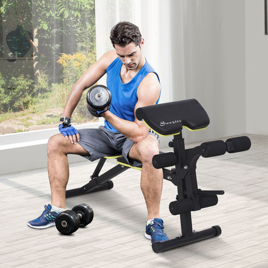 Soozier Adjustable Sit-Up Dumbbell Bench Multi-Functional Purpose Hyper Extension Bench With Adjustable Seat and Back Angle | Aosom Canada