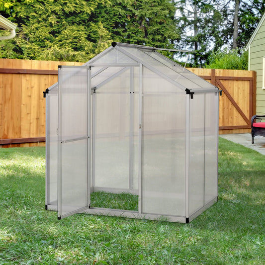 Outsunny 4' x 6.2' x 6.4' Walk-in Garden Greenhouse Polycarbonate Panels Plants Flower Growth Shed Cold Frame | Aosom Canada
