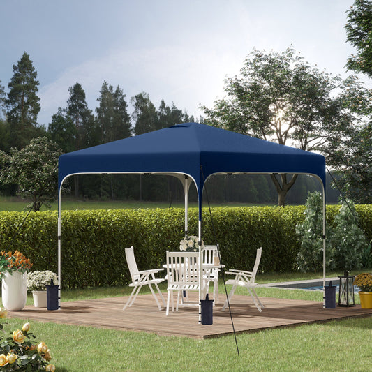 Outsunny 10' x 10' Pop Up Gazebo, Foldable Canopy Tent with Carrying Bag, 4 Leg Weight Bags and 3-Level Adjustable Height, Navy Blue | Aosom Canada