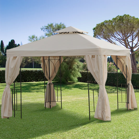 Outsunny 10' x 10' Outdoor Patio Garden Gazebo Canopy Shelter with Pavilion Sidewalls for Garden Events, Cream White | Aosom Canada