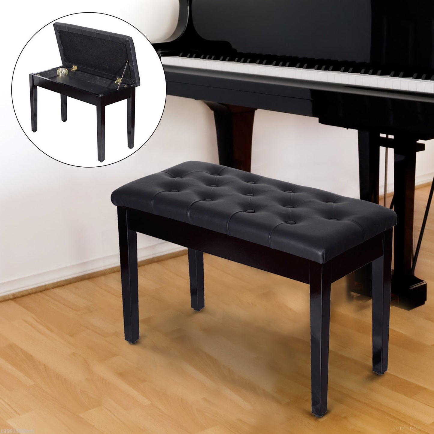 Homcom 30" Piano Chair Padded Storage Piano Bench Artist Keyboard Seat Faux Leather Black | Aosom Canada