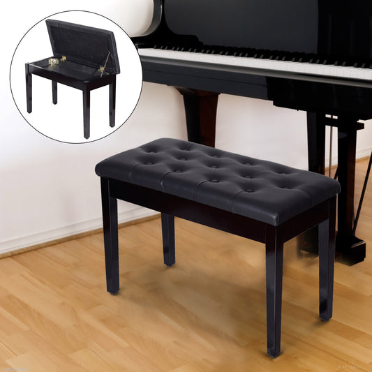 Homcom 30" Piano Chair Padded Storage Piano Bench Artist Keyboard Seat Faux Leather Black | Aosom Canada