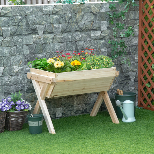 Outsunny 32'' x 19'' x 24'' Raised Garden Bed, Wooden Elevated Planter Box w/  Non-woven Fabric | Aosom Canada