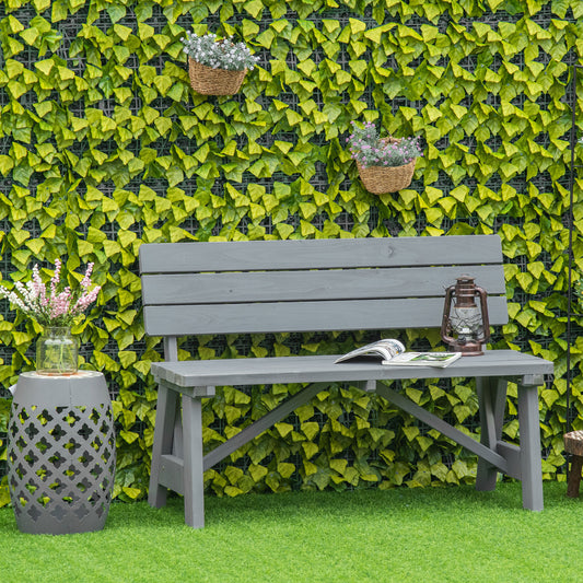 Outsunny Wooden Garden Bench for Outdoor, 2-person Patio Bench, Loveseat Furniture for Lawn, Deck, Yard, Porch and Entryway, Grey | Aosom Canada
