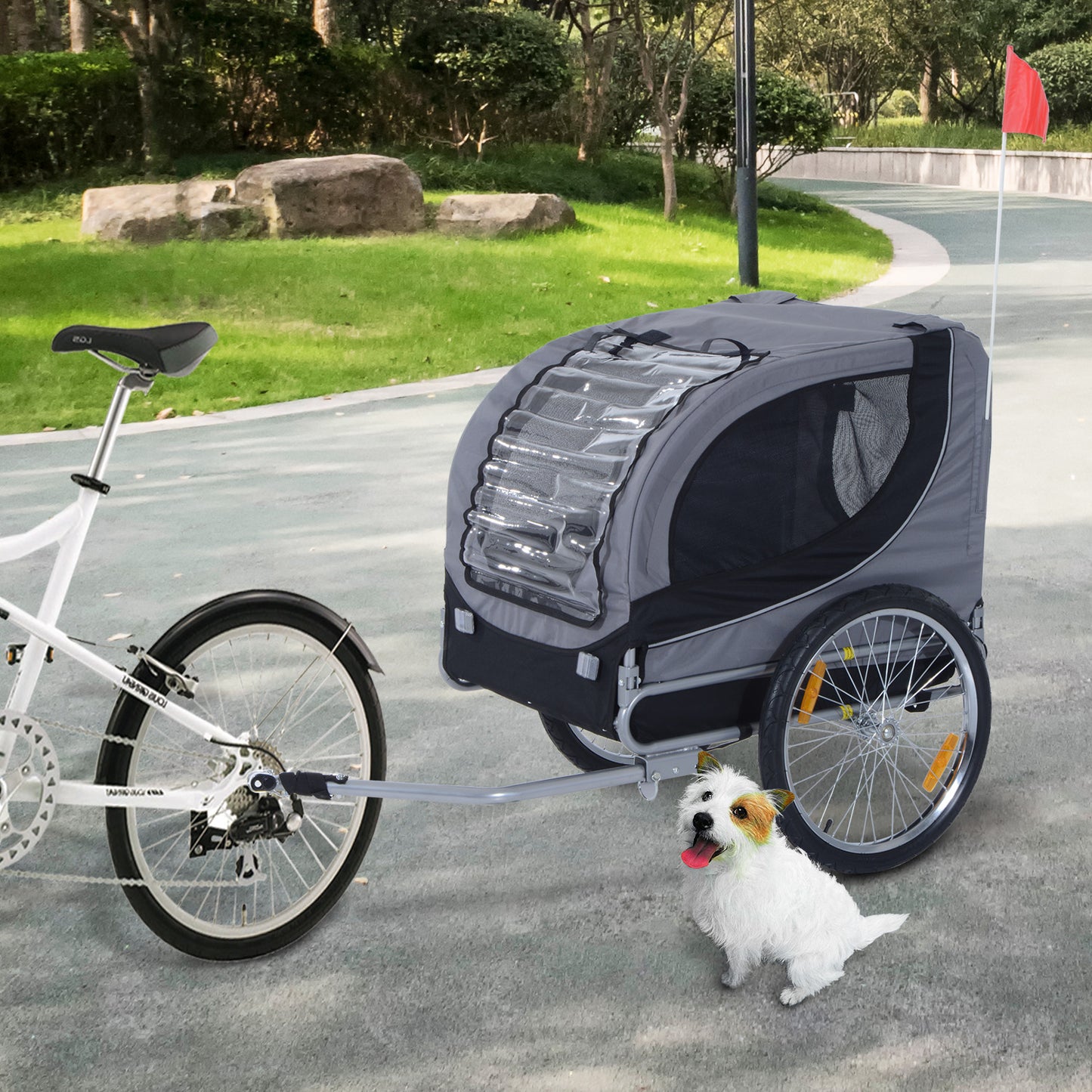 Aosom Pet Bike Bicycle Trailer Dog Cat Travel Carrier Foldable Gray | Aosom Canada