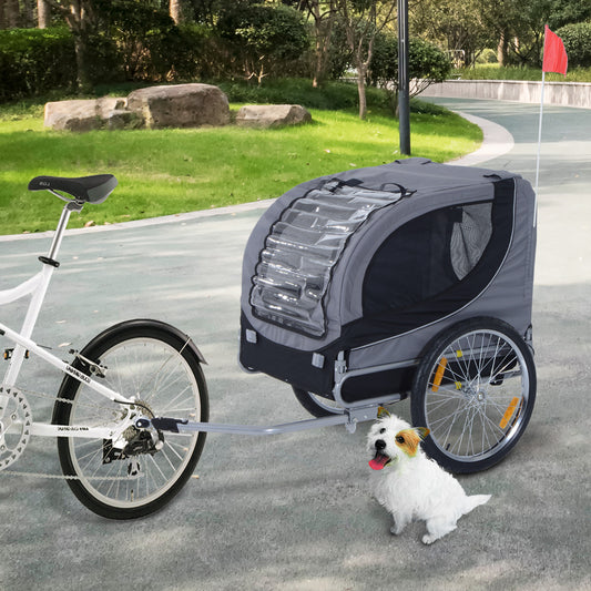 Aosom Pet Bike Bicycle Trailer Dog Cat Travel Carrier Foldable Gray | Aosom Canada