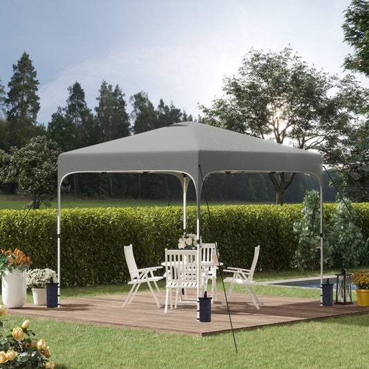 Outsunny 10' x 10' Pop Up Gazebo, Foldable Canopy Tent with Carrying Bag, 4 Leg Weight Bags and 3-Level Adjustable Height, Grey | Aosom Canada