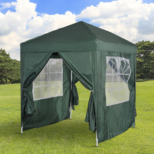 Outsunny 6.6x6.6ft Pop Up Party Tent Outdoor Folding Gazebo Canopy w/ Side Walls Green | Aosom Canada