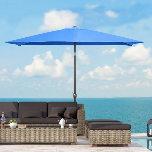 Outsunny 6.5x10ft Rectangle Tilt Patio Umbrella Garden Market Parasol Outdoor Sunshade Canopy w/ Crank Light Blue | Aosom Canada
