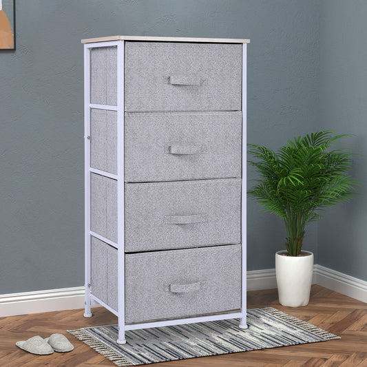 HOMCOM Linen Drawer Cabinet Organizer Storage Dresser Tower with 4 Removable Metal Frame Adjustable Feet for Living Room, Kitchen | Aosom Canada