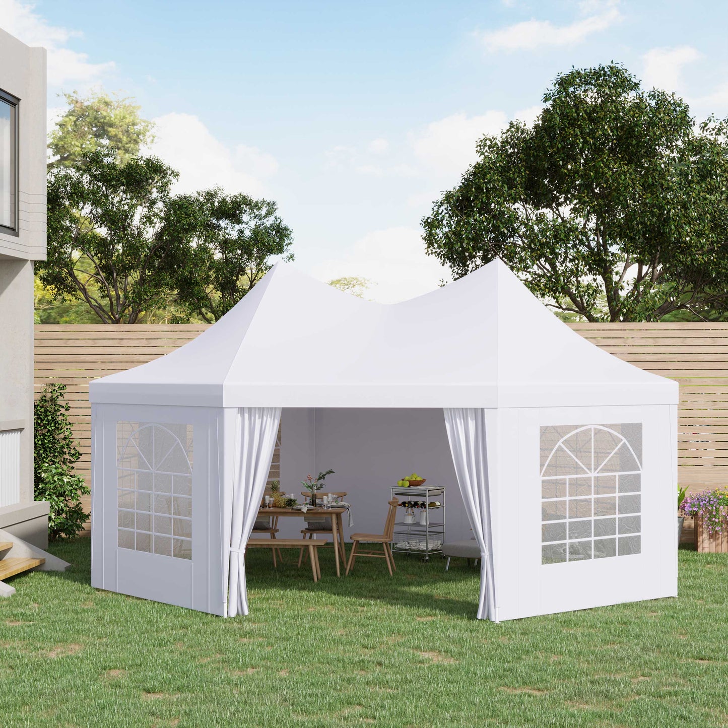 Outsunny 22.3ft Octagonal Party Tent Garden Event Shelter Outdoor with 8 Removable Walls White | Aosom Canada