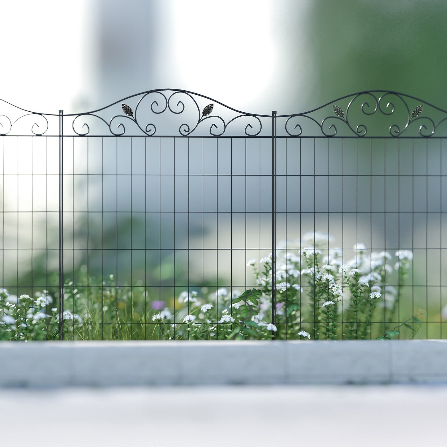 Outsunny Garden Decorative Fence 4 Panels 44in x 12ft Steel Wire Border Edging for Landscaping | Aosom Canada