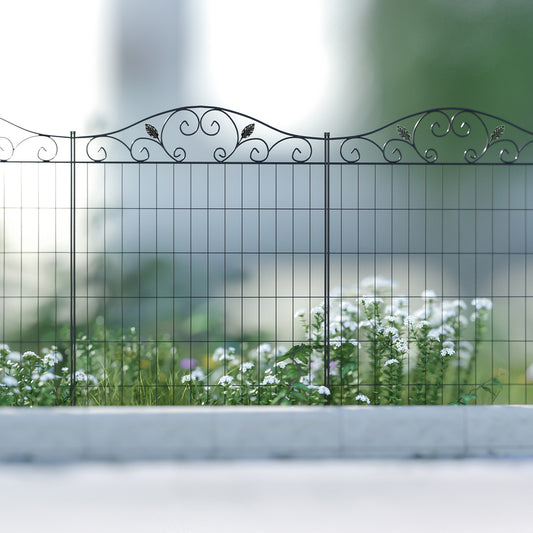 Outsunny Garden Decorative Fence 4 Panels 44in x 12ft Steel Wire Border Edging for Landscaping | Aosom Canada
