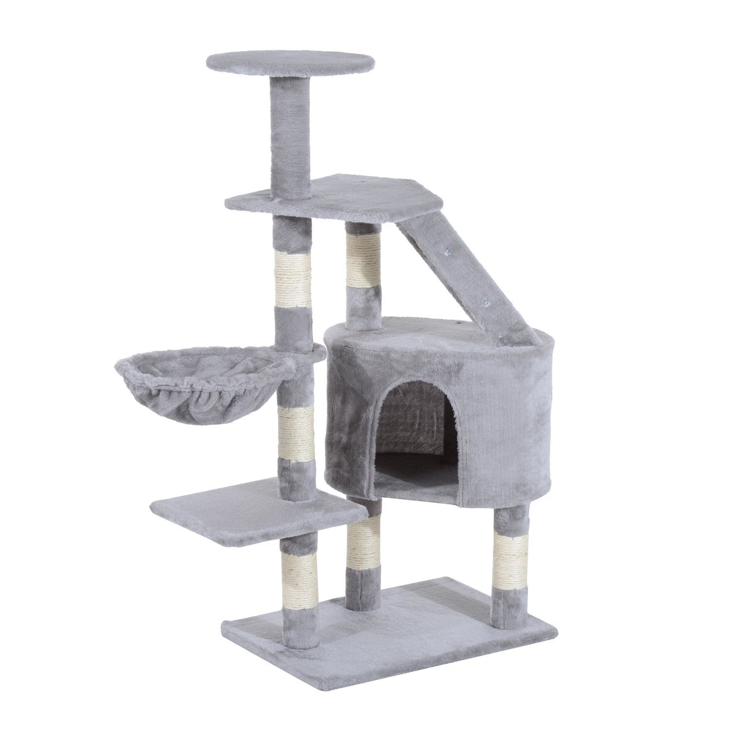 PawHut Modern Cat Tree 49" Deluxe Cat Tree Furniture Scratching Pet Tower Kitten Play Post (Grey) | Aosom Canada
