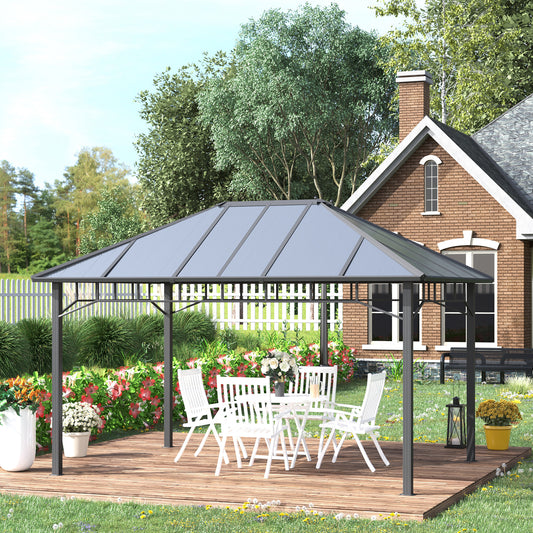 Outsunny 13' x 10' Hardtop Polycarbonate Gazebo Canopy Aluminum Frame Pergola for Gardens, Patios, Lawns, Grey | Aosom Canada