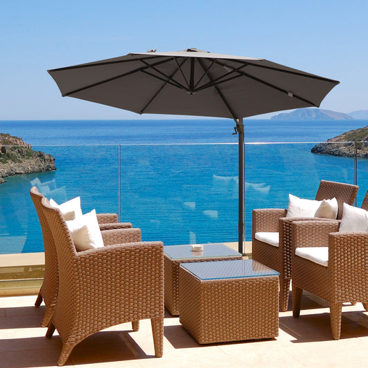 Outsunny 9.7’ Offset 360 Cantilever Market Patio Umbrella w/ Cross Base | Aosom Canada