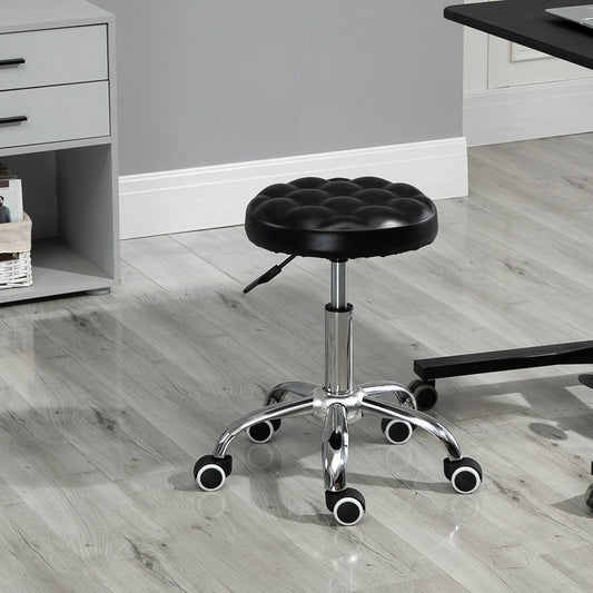 HOMCOM Rolling Swivel Padded Tattoo Spa Chair Rolling Massage Spa Swivel Chair Black | Aosom Canada