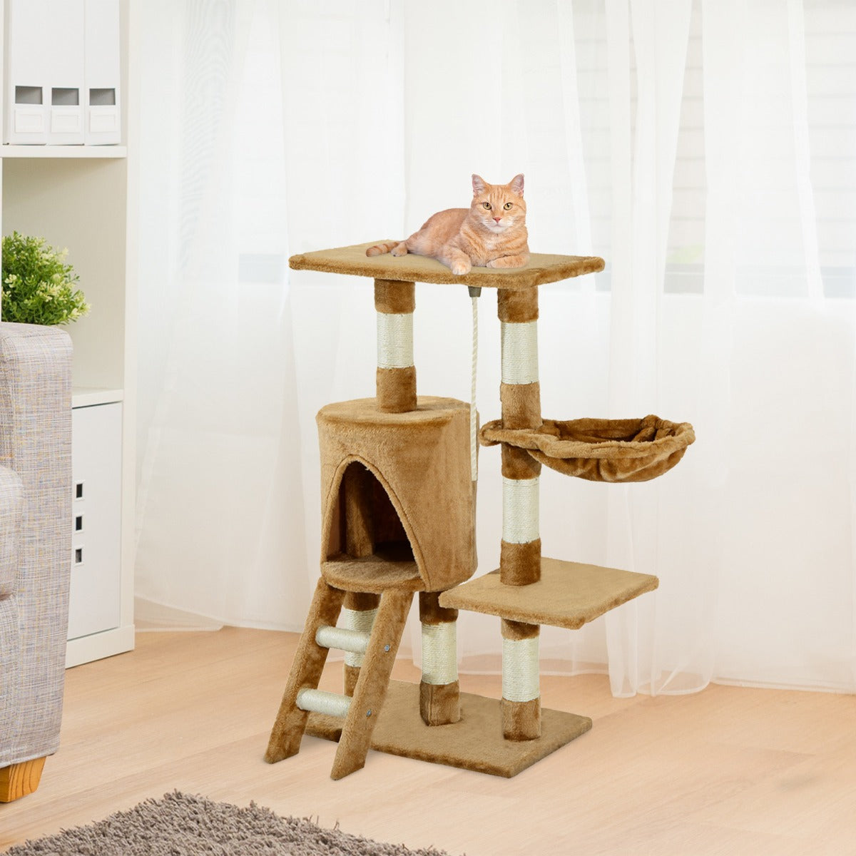PawHut 37.8” Cat Tree Cat Scratching Post Cat Tree Canada Cat Tower Activity Center Pet Furniture Brown | Aosom Canada