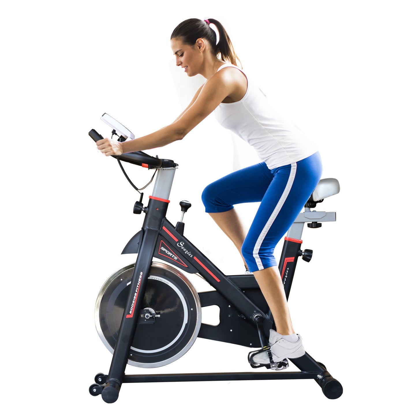 Soozier Upright Stationary Bike Indoor Cycling Bicycle Cardio Adjustable Workout Trainer with LCD Monitor Black | Aosom Canada