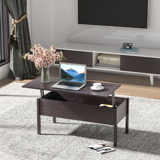 HOMCOM 39" Modern Lift Top Coffee Table with Hidden Storage Compartment, Center Table for Living Room, Coffee | Aosom Canada