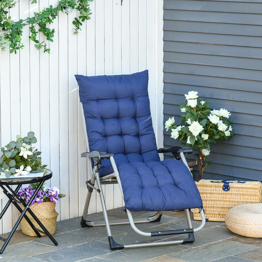 Outsunny Reclining Zero Gravity Chair Folding Garden Sun Lounger with Cushion Headrest Blue | Aosom Canada
