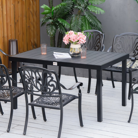 Outsunny Patio Dining Table for 6, Rectangular Aluminum Outdoor Table for Garden Lawn Backyard, Black | Aosom Canada