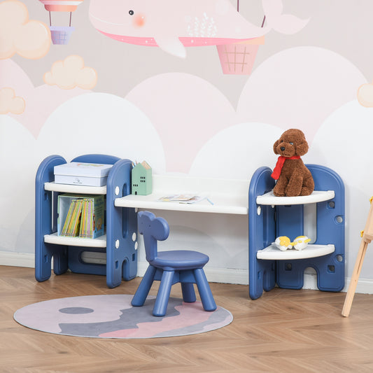 Qaba Kids Adjustable Table and Chair Set 2 Piece Play Table Children's Playroom/Bedroom Furniture PE Blue and white for 1-4 years old | Aosom Canada