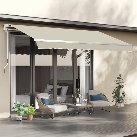 Outsunny 12' x 10' Retractable Awning Fabric Replacement Outdoor Sunshade Canopy Awning Cover, UV Protection, Cream White | Aosom Canada