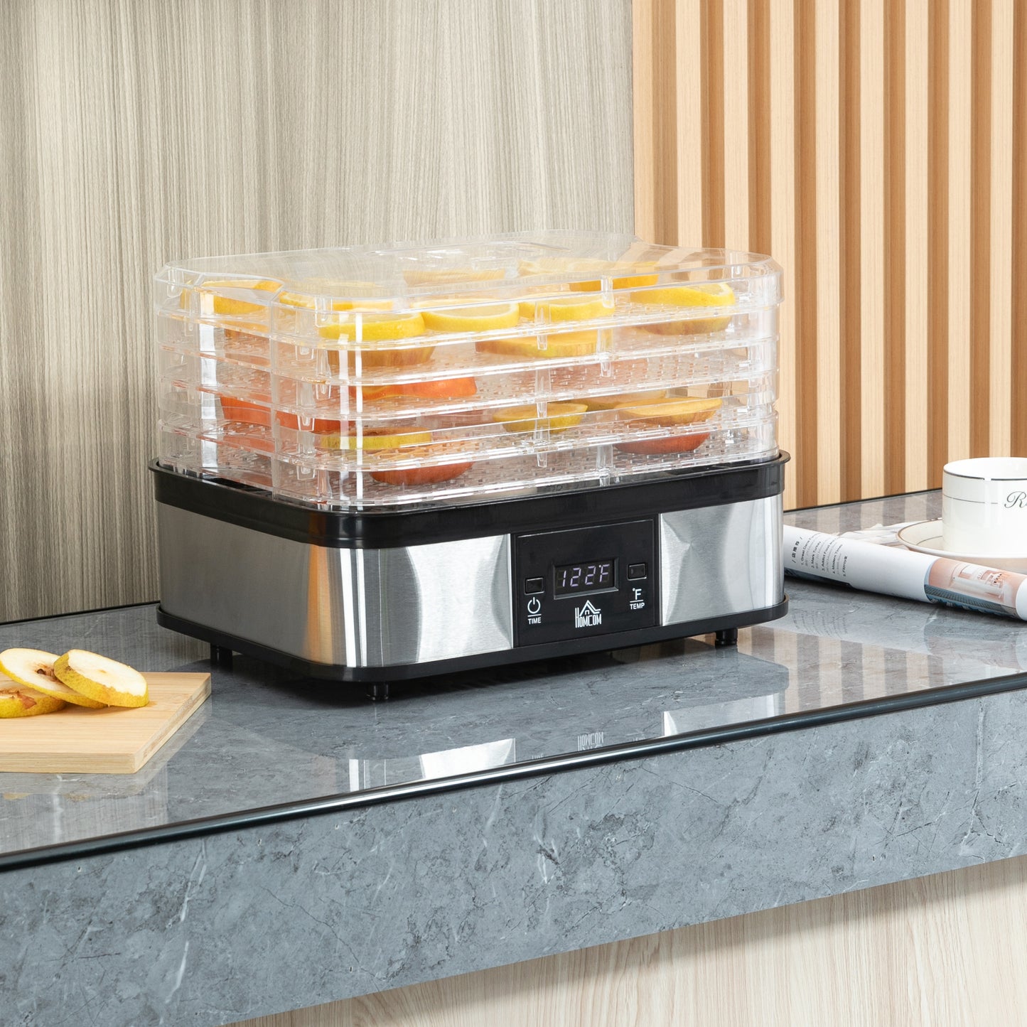 HOMCOM Food Dehydrator Machine with Adjustable Timer, Temperature Control, Digital Display, Food Dryer Machine | Aosom Canada