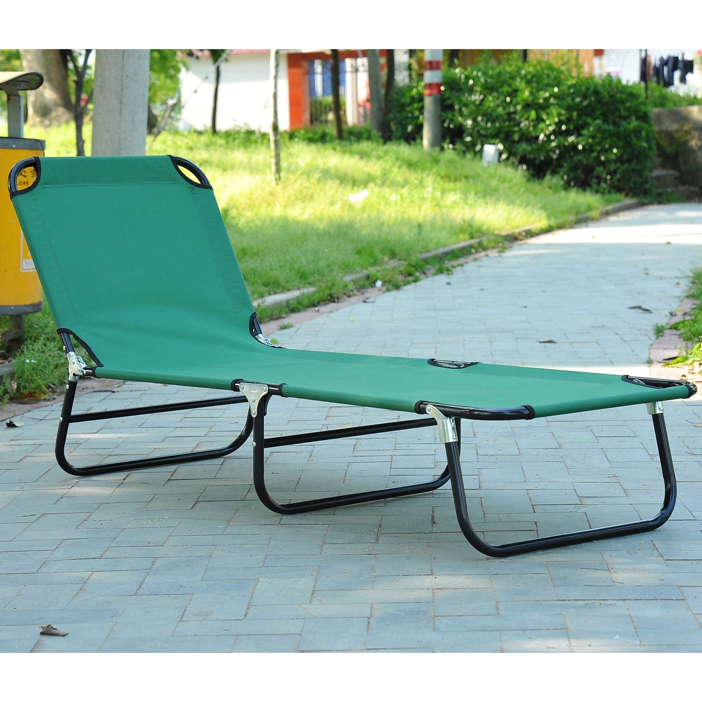 Outsunny Folding Portable Beach Lounge Chair Reclining Patio Garden Sun Lounger Bed Camping Cot Green | Aosom Canada
