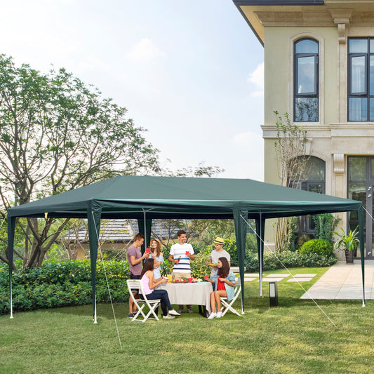 Outsunny 19'x9' Party Tent Gazebo Canopy Garden Sun Shade for Outdoor Event with Removable Mosquito Mesh Netting, Green | Aosom Canada