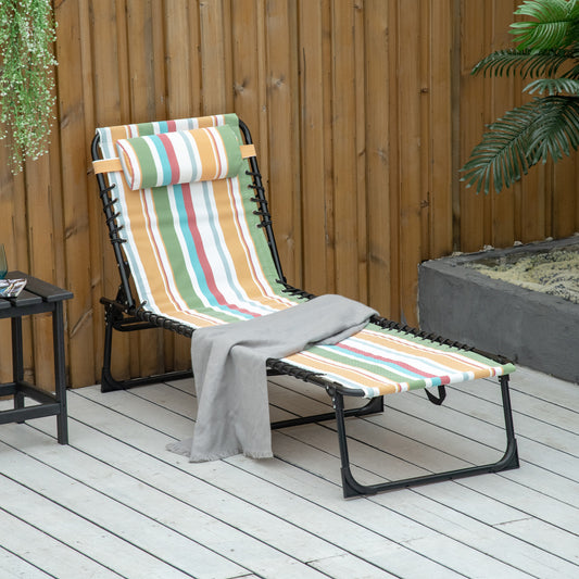 Outsunny 4-Level Adjustable Folding Beach Bed Reclining Lounger Cot Lightweight Portable Camping Camping Recliner Seat, Multicolored | Aosom Canada