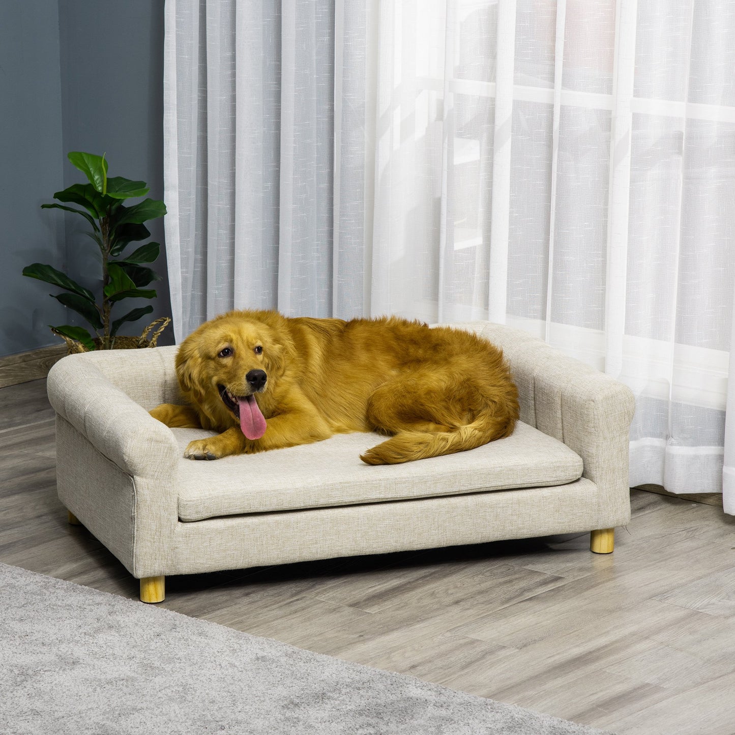 Pawhut Modern Pet Sofa Cat or Large Dog Bed W/ Removable Seat Cushion, Light Grey | Aosom Canada