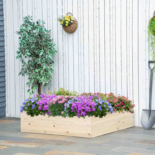 Outsunny 46'' x 46'' Raised Garden Bed Elevated Wooden Planter Box Outdoor for Backyard, Patio to Grow Vegetables, Herbs, and Flowers | Aosom Canada